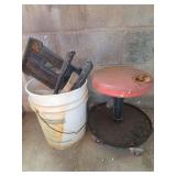 Rolling Shop Stool, Tools, and Fasteners