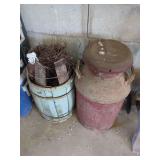 Painted Wooden Bucket and Milk Can