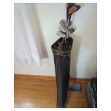 Golf Clubs in Leather Bag