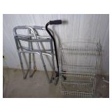 Folding Walker, Quad Cane, and Wire Shelf