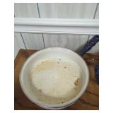 Three Enamelware Cooking Pots with Floral Design