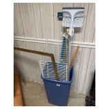 Household Cleaning Supplies and Metal Rack