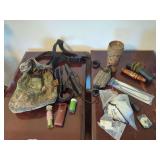 Hunting Gear Assortment with Calls, Choke Tubes, Bag, and Tools