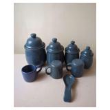 Ceramic Kitchenware Set, Blue Glaze Finish