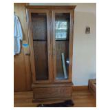 Oak Finish Firearm Display Cabinet with Accessories