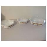 Corning Ware 'Le Romarin' and 'L'Echalote' Casserole Dishes with Lids, Set of Three