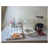 Kitchenware Items Including Cups, Strainers, and Utensil Organizer