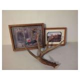 Deer Antler Shed, Framed Deer Print, and Clock with Revolver Design