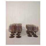 Twelve Stemmed Cordial Glasses with Scroll Decoration