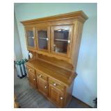 Oak Wood Hutch with Glass Door Display