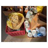 Straw Hat, Paper Products, and Plastic Cups