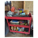 Rolling Cart with Assorted Shop Supplies