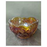 Carnival Glass Bowl with Geometric Starburst Pattern