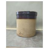 Cylindrical Stoneware Crock with Brown Glaze