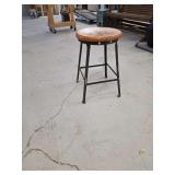 Industrial-Style Shop Stool with Wood Seat