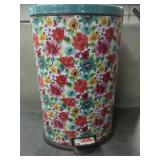 Floral Pattern Metal Step Trash Can