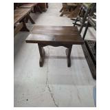 Small Stained Wood Table with Shaped Legs