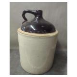 Stoneware Jug with Dark Brown Glaze and Applied Number 5