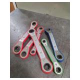 Set of Five Reversible Ratcheting Box Wrenches