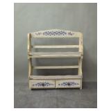 Painted Wall Shelf with Drawers