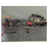 Black and Decker Finishing Sander, Porter Cable Jigsaw, and Marshalltown Float