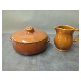 USA Pottery Creamer and Covered Dish Set