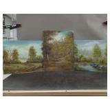 Triptych: Forest Landscape Oil Paintings
