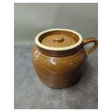 Glazed Stoneware Bean Pot with Lid