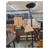 Two Metal Floor Lamps with Shades