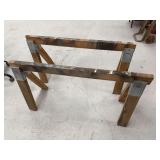 Pair of Wooden Sawhorses with Metal Brackets