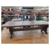 Hand-Hewn Wooden Bench