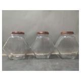 Hexagonal Glass Jars with Wood Lids