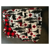 Handmade Throw Blanket with Wildlife and Plaid Design