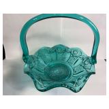 Fenton Princess Ice Blue Art Glass Basket