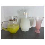 West Virginia Glass Blendo Pitchers and Goblet