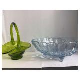 Art Glass Basket and Fruit Bowl
