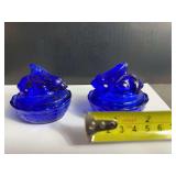 Rabbits on Nest Cobalt Blue - 2