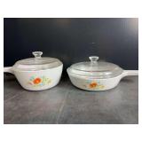 Corning Ware Skillets with Lids - 2