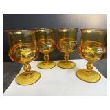 Indiana Glass Kings Crown Amber Goblets