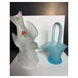 Vintage Satin Basket and Bird