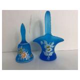 Vintage Westmoreland Blue Mist Bell and Vase