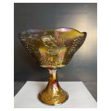 Marigold Carnival Glass Compote Bowl