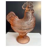 Vintage Salmon Rooster Dish