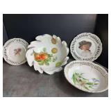 Vintage Porcelain Handpainted Bowls and Wall Plates