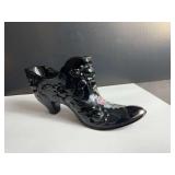 Fenton Art Glass Black Sapphire Slipper