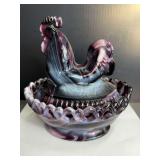 Imperial Slag Glass Rooster on Nest