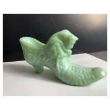 Green Jadite Cat Slipper