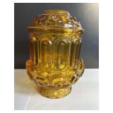 L.E. Smith Amber Moon and Stars Fairy Lamp