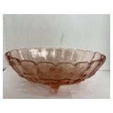Indian Glass Pink Footed Fruit Bowl