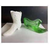 Daisy and Button Fenton Milk Glass Slipper